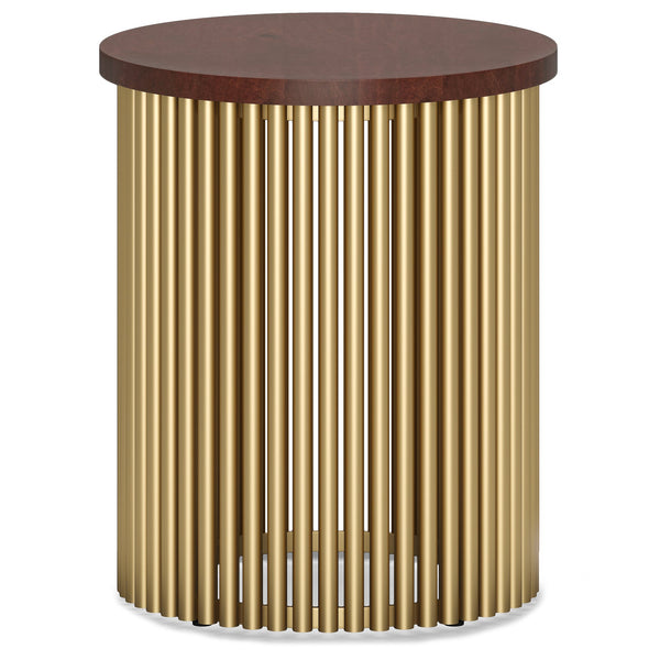 Cognac and Gold Wood | Demy Metal and Wood Accent Table