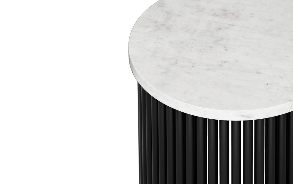 White Marble and Black Marble | Demy Metal and Wood Accent Table