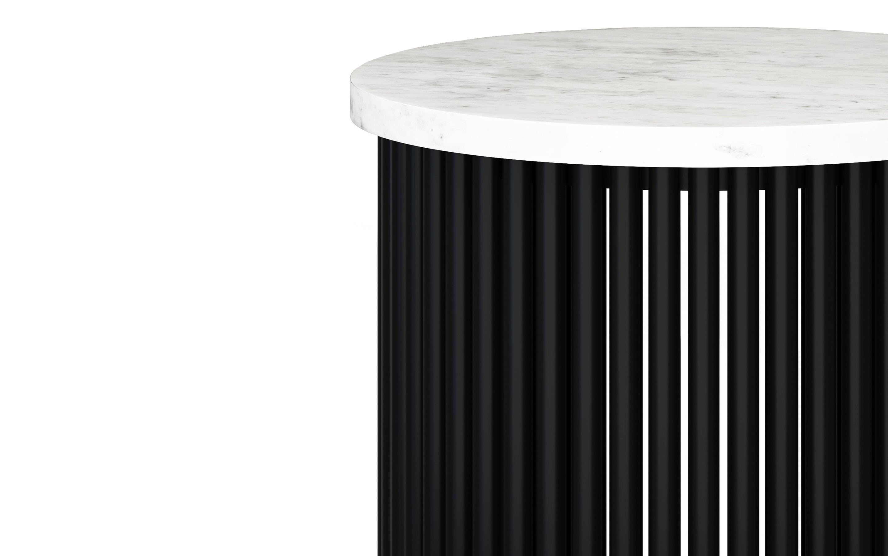 White Marble and Black Marble | Demy Metal and Wood Accent Table