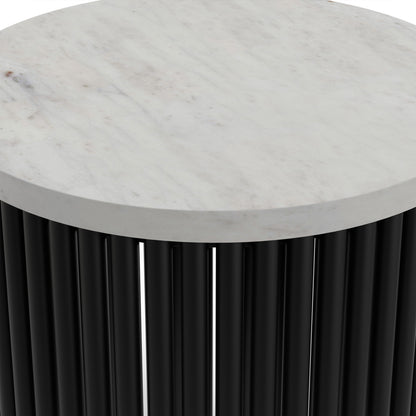 White Marble/Black Marble | Demy 18 inch Metal Accent Table