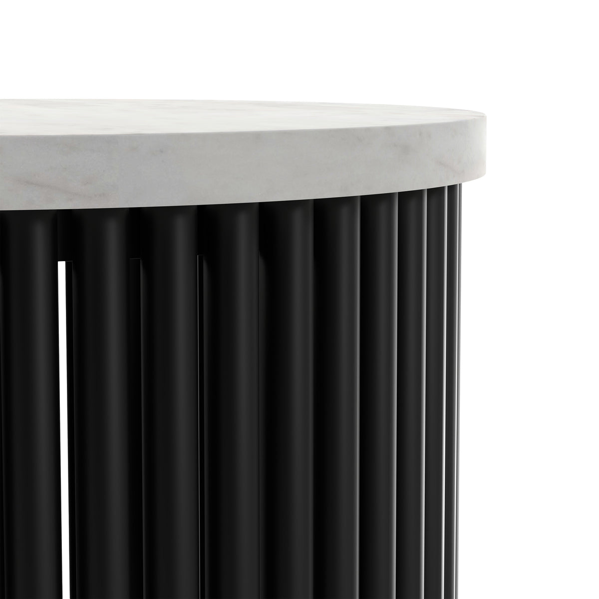 White Marble/Black Marble | Demy 18 inch Metal Accent Table