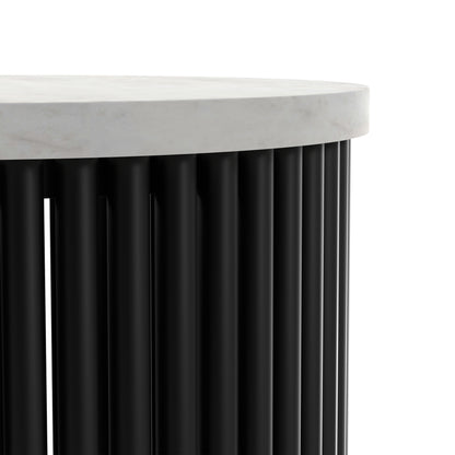 White Marble/Black Marble | Demy 18 inch Metal Accent Table