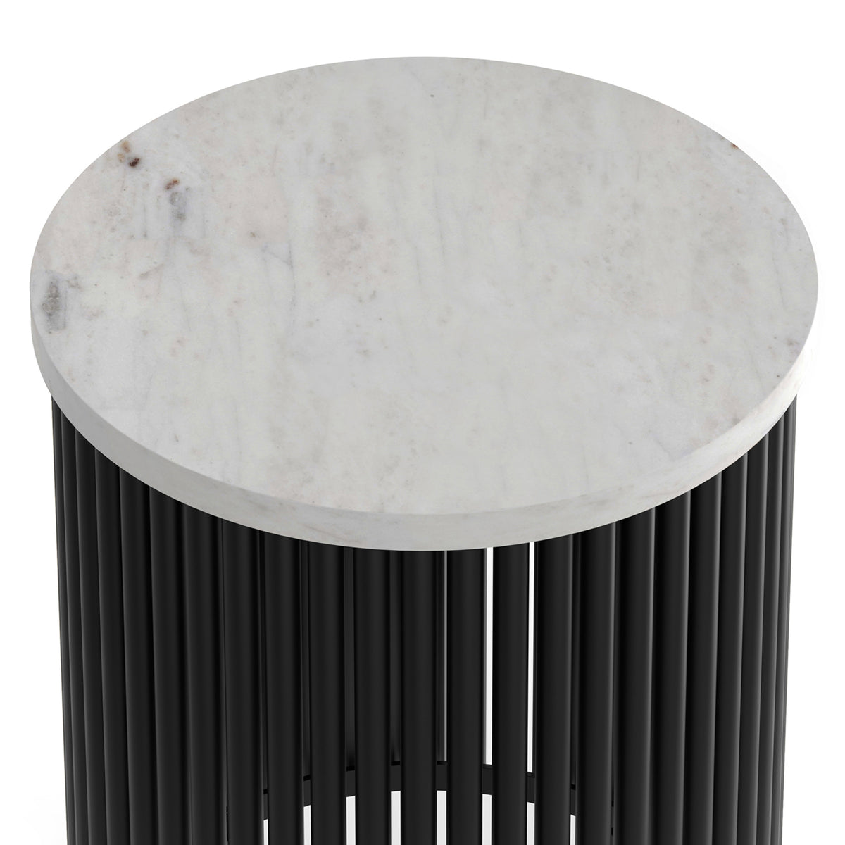 White Marble/Black Marble | Demy 18 inch Metal Accent Table