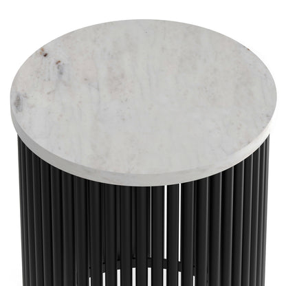 White Marble/Black Marble | Demy 18 inch Metal Accent Table