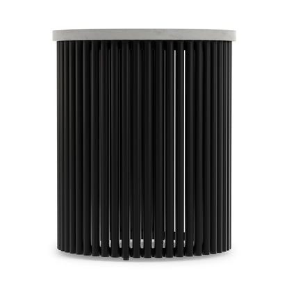 White Marble/Black Marble | Demy 18 inch Metal Accent Table