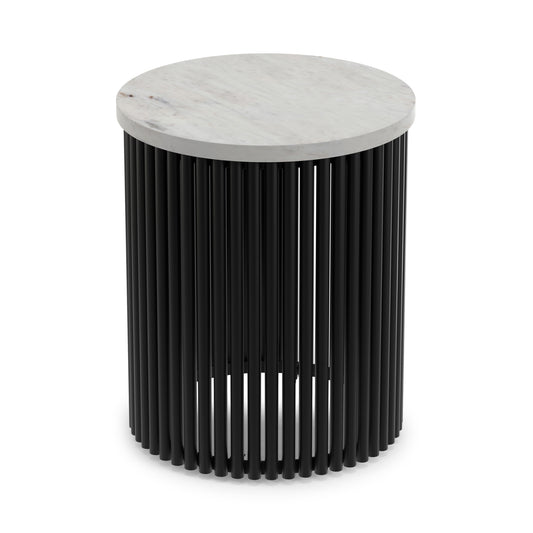 White Marble/Black Marble | Demy 18 inch Metal Accent Table
