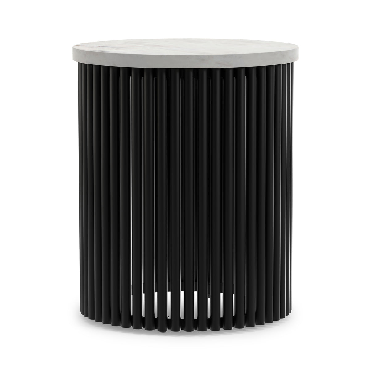 White Marble/Black Marble | Demy 18 inch Metal Accent Table