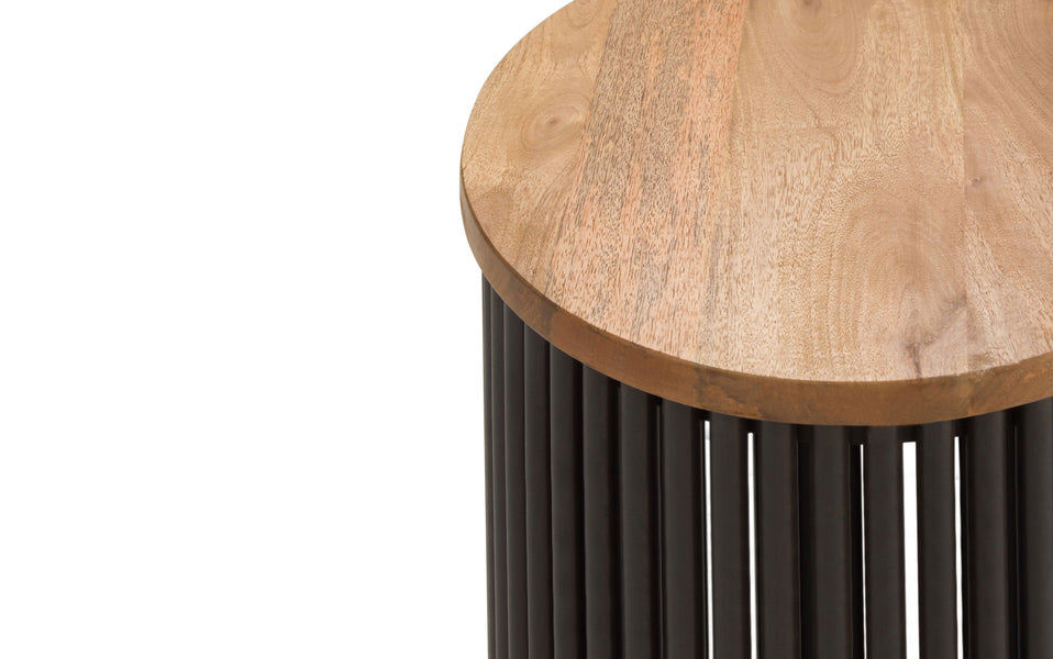 Natural and Black Wood | Demy Metal and Wood Accent Table