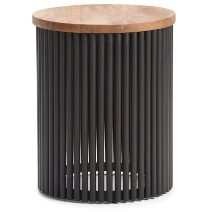 Natural and Black Wood | Demy Metal and Wood Accent Table