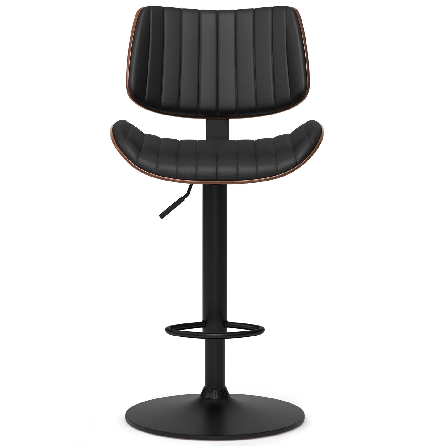 Black Vegan Leather | Novak Adjustable Swivel Bar Stool in Vegan Leather