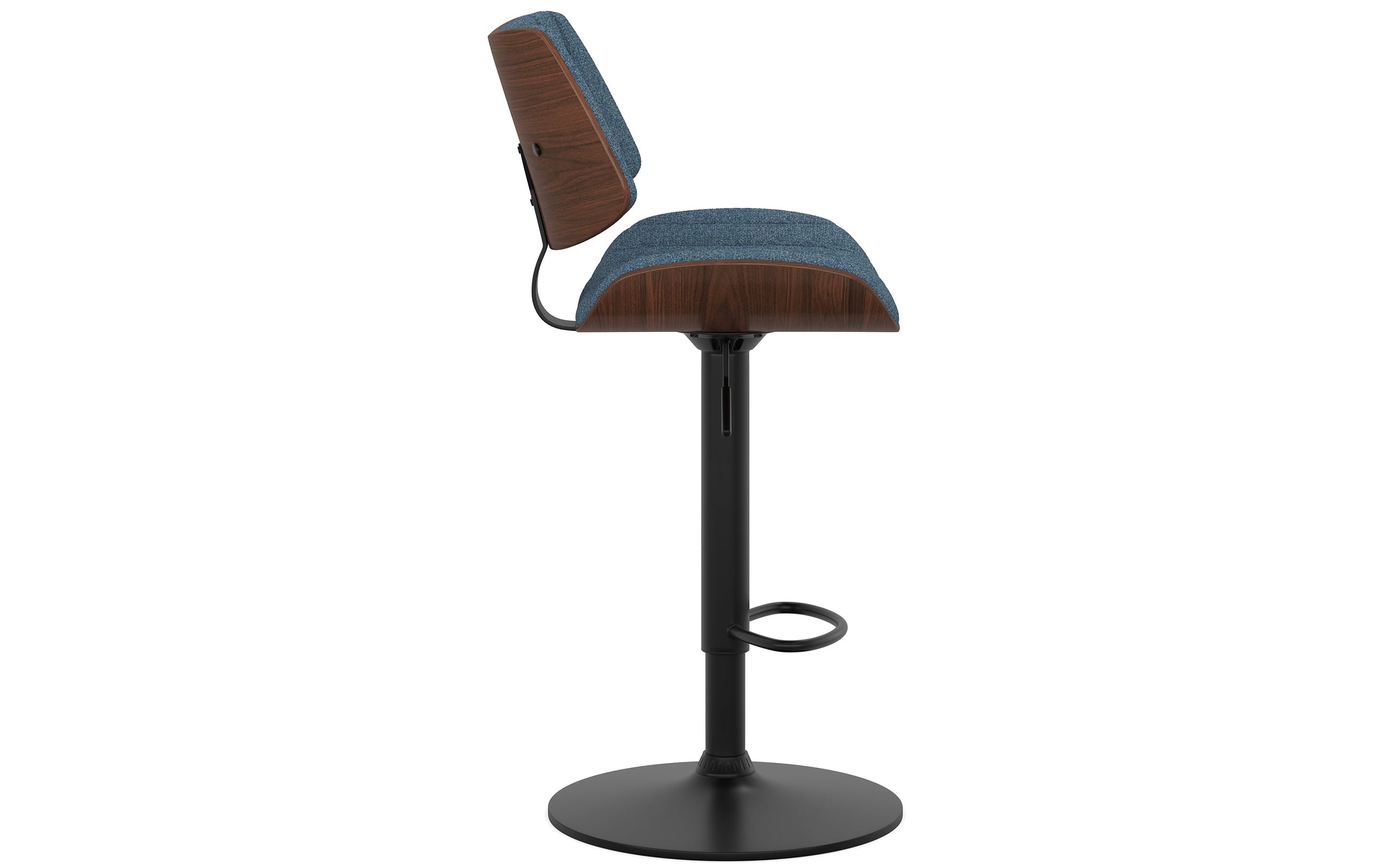 Denim Blue Linen Style Fabric | Novak Adjustable Swivel Bar Stool in Linen