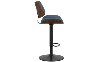 Denim Blue Linen Style Fabric | Novak Adjustable Swivel Bar Stool in Linen