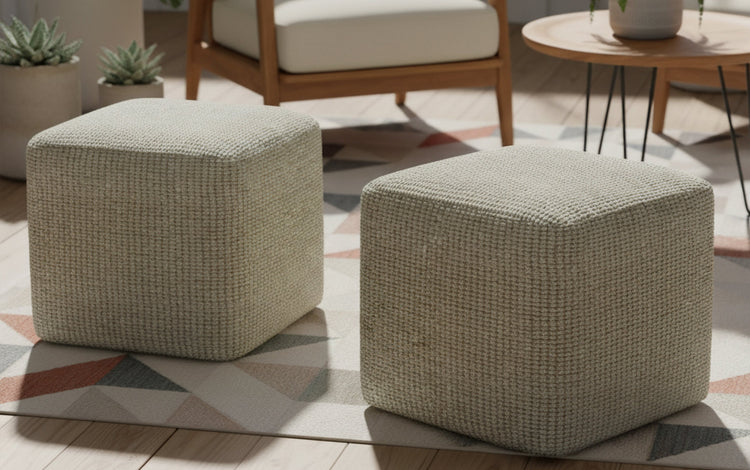 Zelma Square Woven Outdoor/ Indoor Pouf