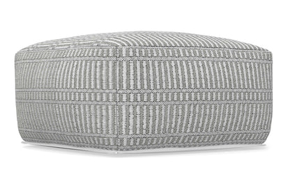 Grey and White | Safford Square Woven Outdoor/ Indoor Pouf