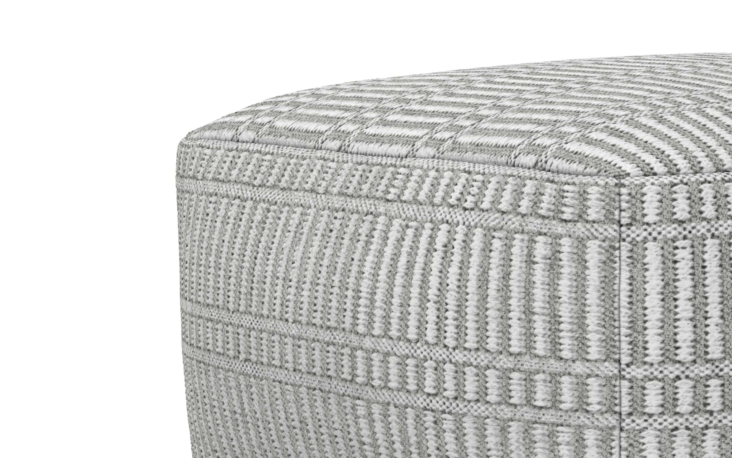 Grey and White | Safford Square Woven Outdoor/ Indoor Pouf