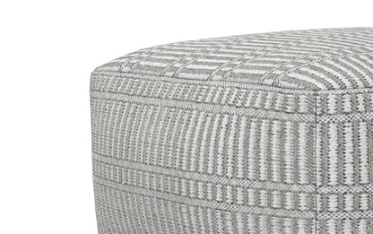 Grey and White | Safford Square Woven Outdoor/ Indoor Pouf