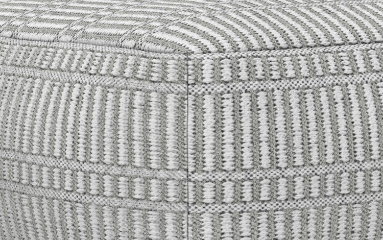 Grey and White | Safford Square Woven Outdoor/ Indoor Pouf
