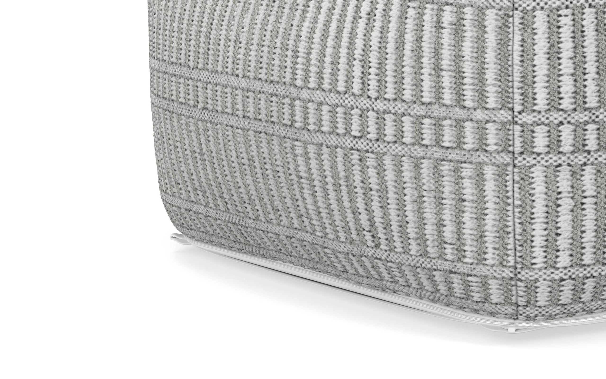 Grey and White | Safford Square Woven Outdoor/ Indoor Pouf