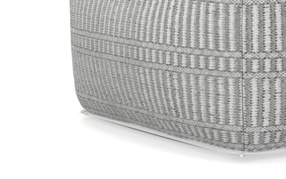 Grey and White | Safford Square Woven Outdoor/ Indoor Pouf