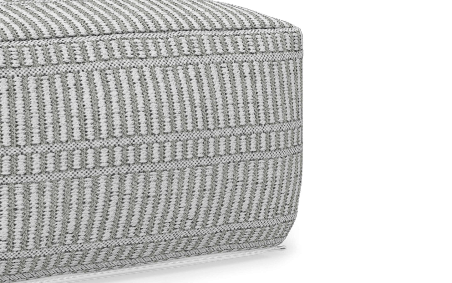 Grey and White | Safford Square Woven Outdoor/ Indoor Pouf