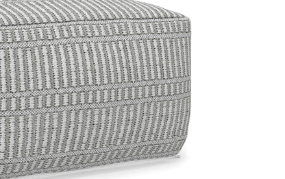 Grey and White | Safford Square Woven Outdoor/ Indoor Pouf