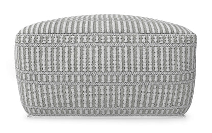 Grey and White | Safford Square Woven Outdoor/ Indoor Pouf