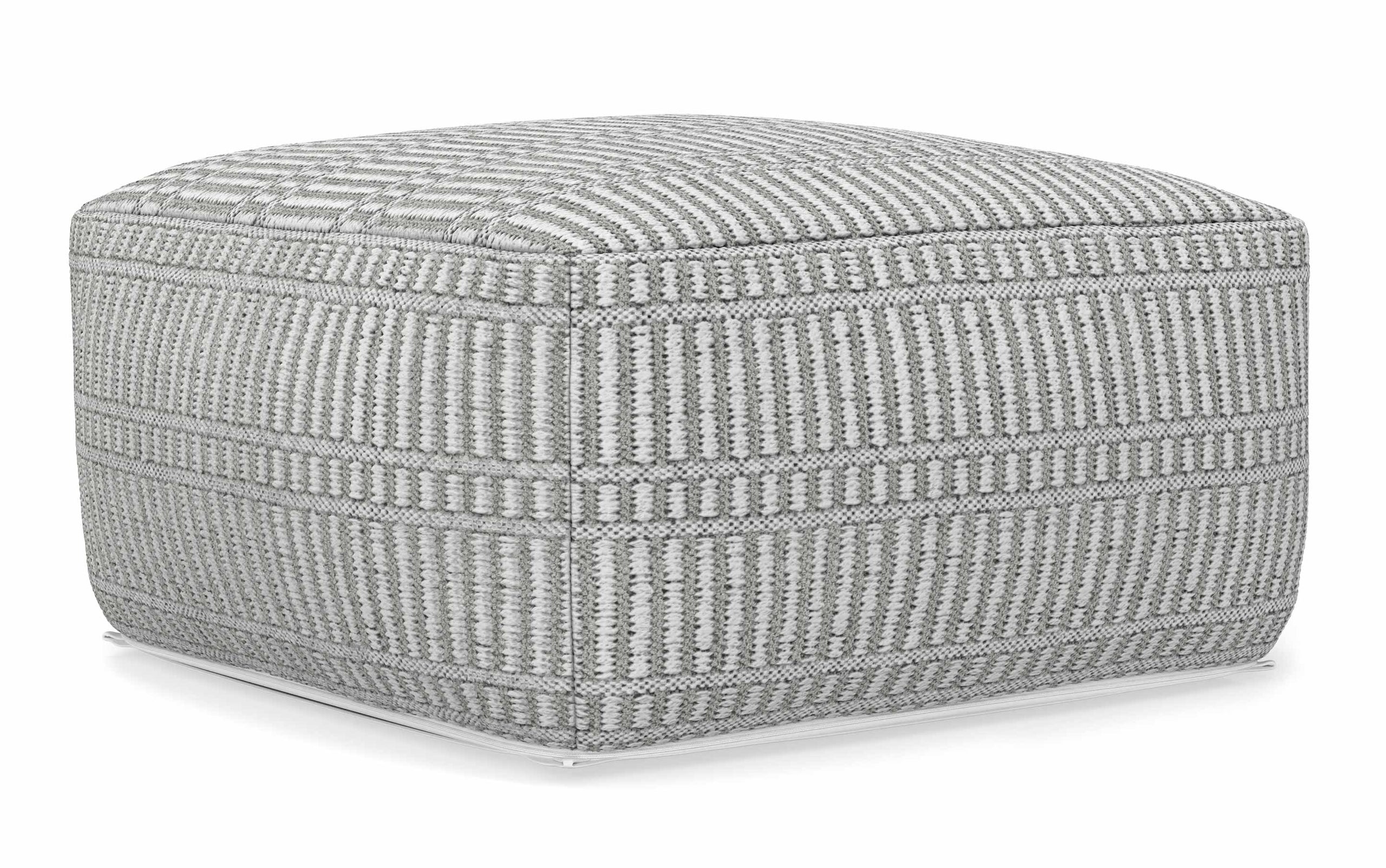 Grey and White | Safford Square Woven Outdoor/ Indoor Pouf