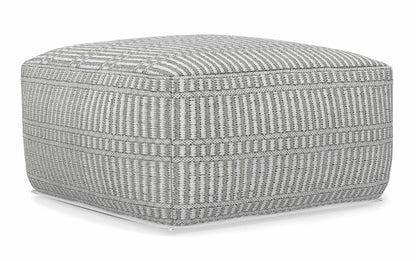 Grey and White | Safford Square Woven Outdoor/ Indoor Pouf
