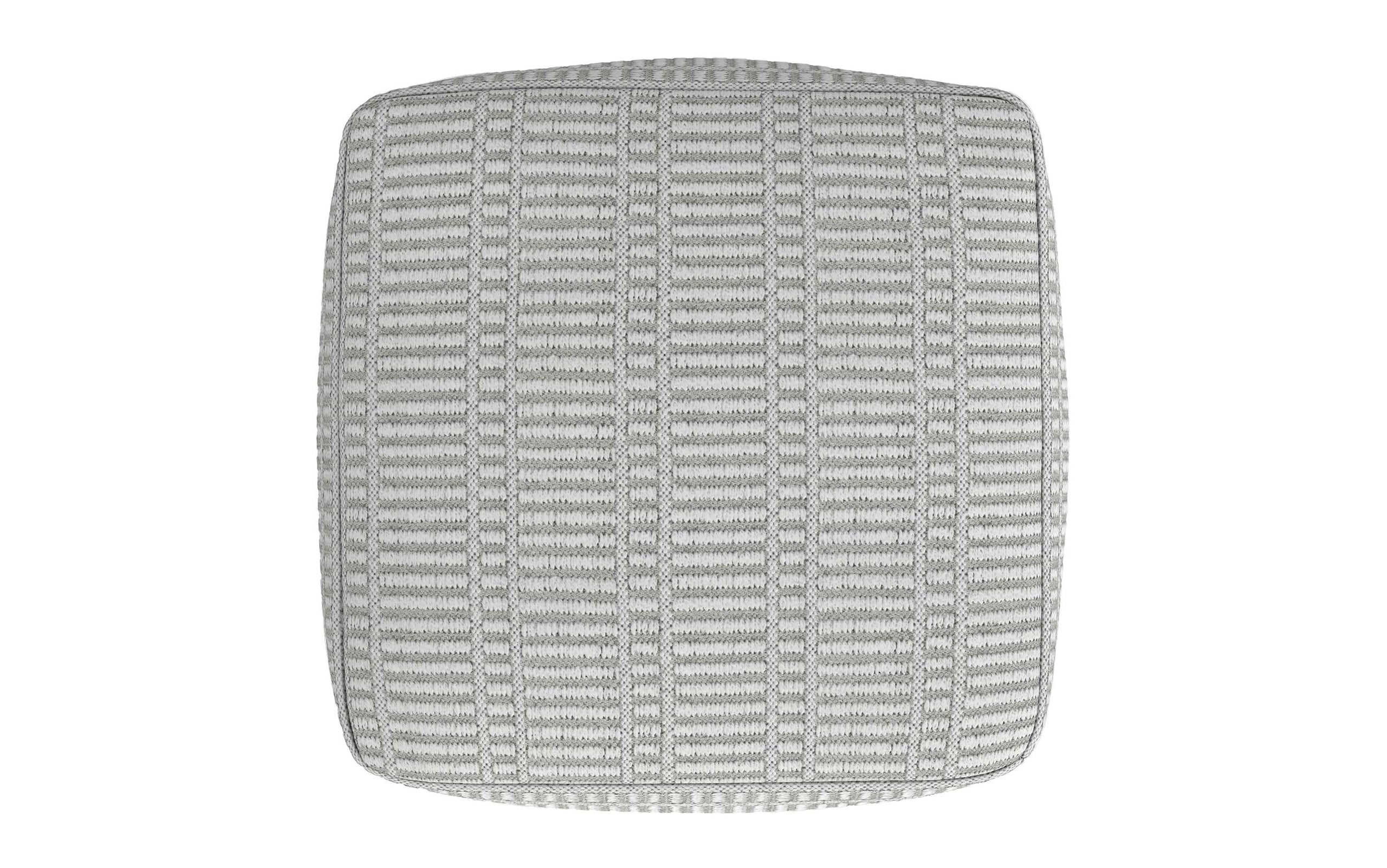 Grey and White | Safford Square Woven Outdoor/ Indoor Pouf
