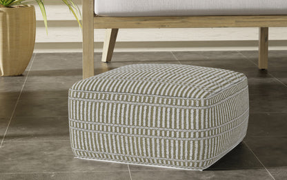 Natural/Travertine/White | Safford Square Woven Outdoor/ Indoor Pouf