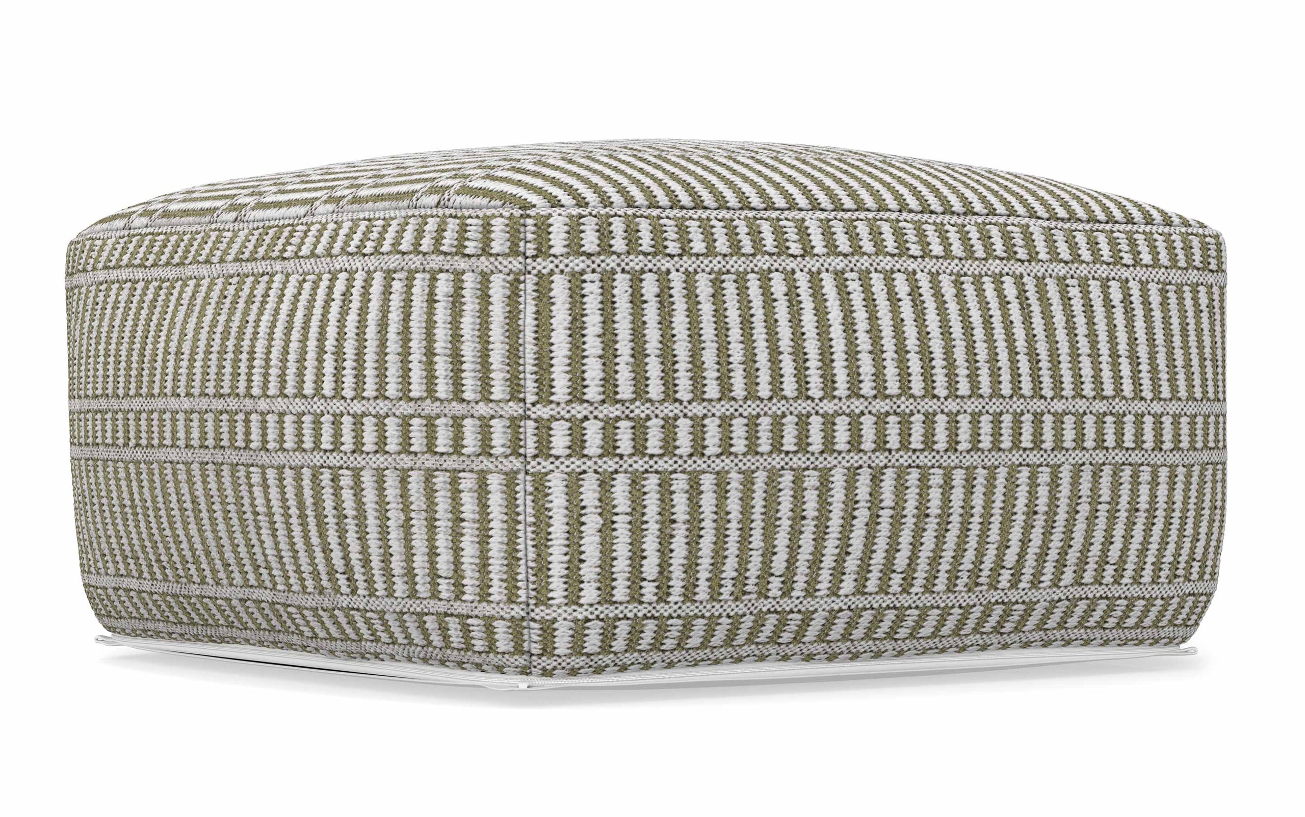 Natural/Travertine/White | Safford Square Woven Outdoor/ Indoor Pouf