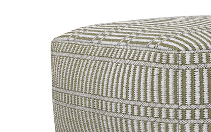 Natural/Travertine/White | Safford Square Woven Outdoor/ Indoor Pouf