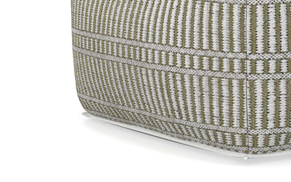 Natural/Travertine/White | Safford Square Woven Outdoor/ Indoor Pouf