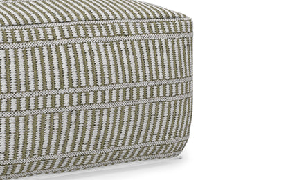 Natural/Travertine/White | Safford Square Woven Outdoor/ Indoor Pouf