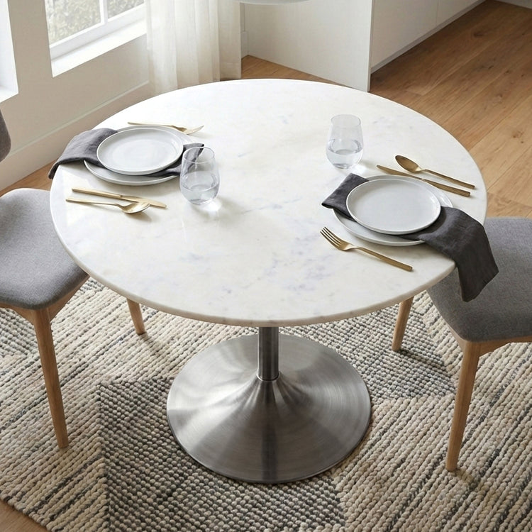 White Marble/Antique Silver | Osborne Dining Table