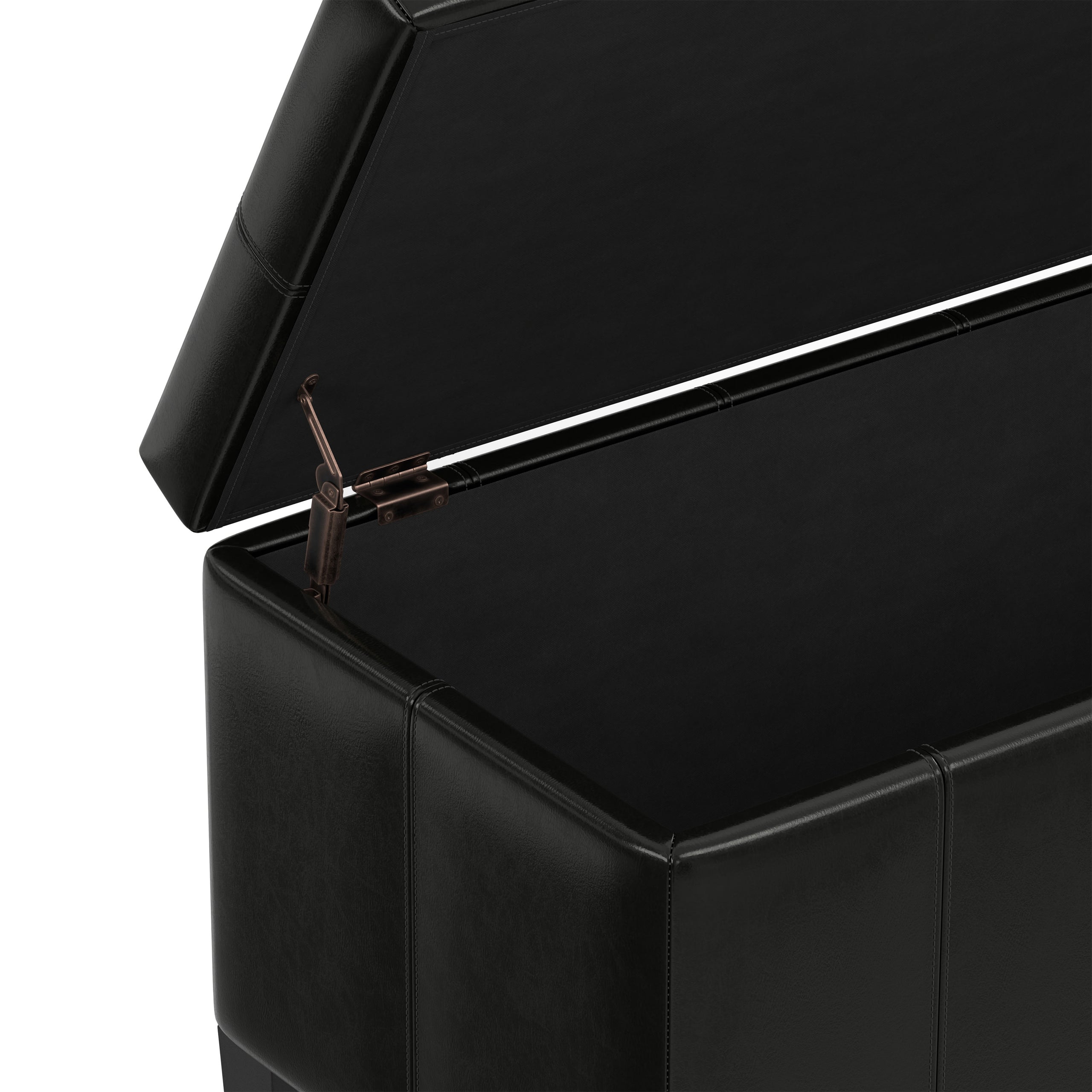 Midnight Black Vegan Leather | Dover Storage Ottoman in Vegan Leather