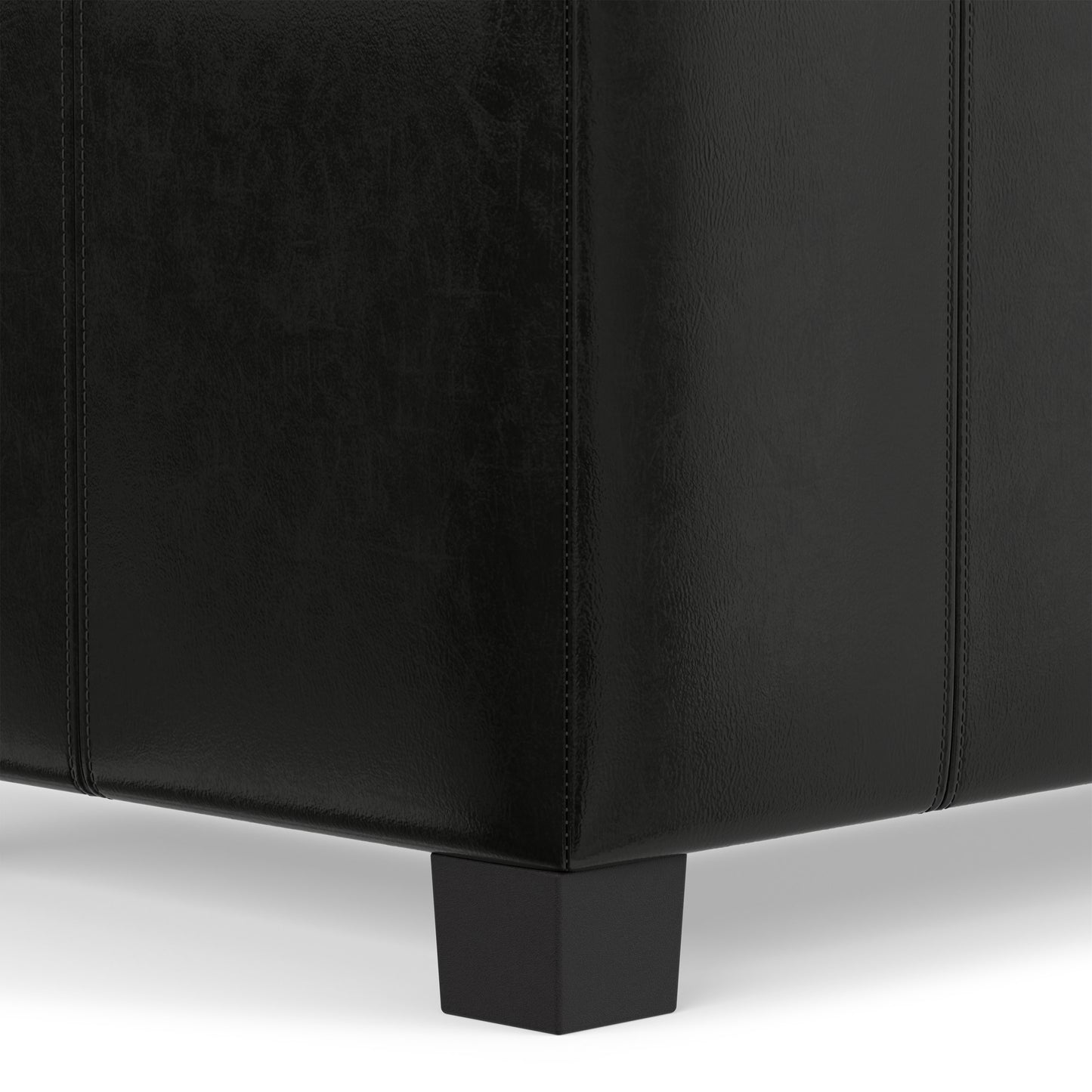 Midnight Black Vegan Leather | Dover Storage Ottoman in Vegan Leather
