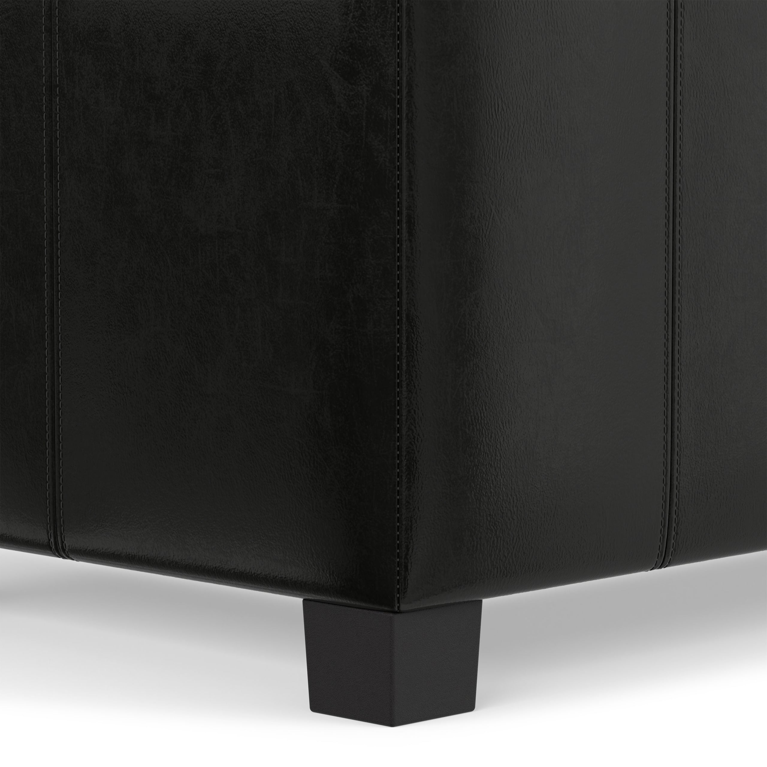 Midnight Black Vegan Leather | Dover Storage Ottoman in Vegan Leather