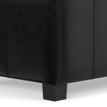Midnight Black Vegan Leather | Dover Storage Ottoman in Vegan Leather