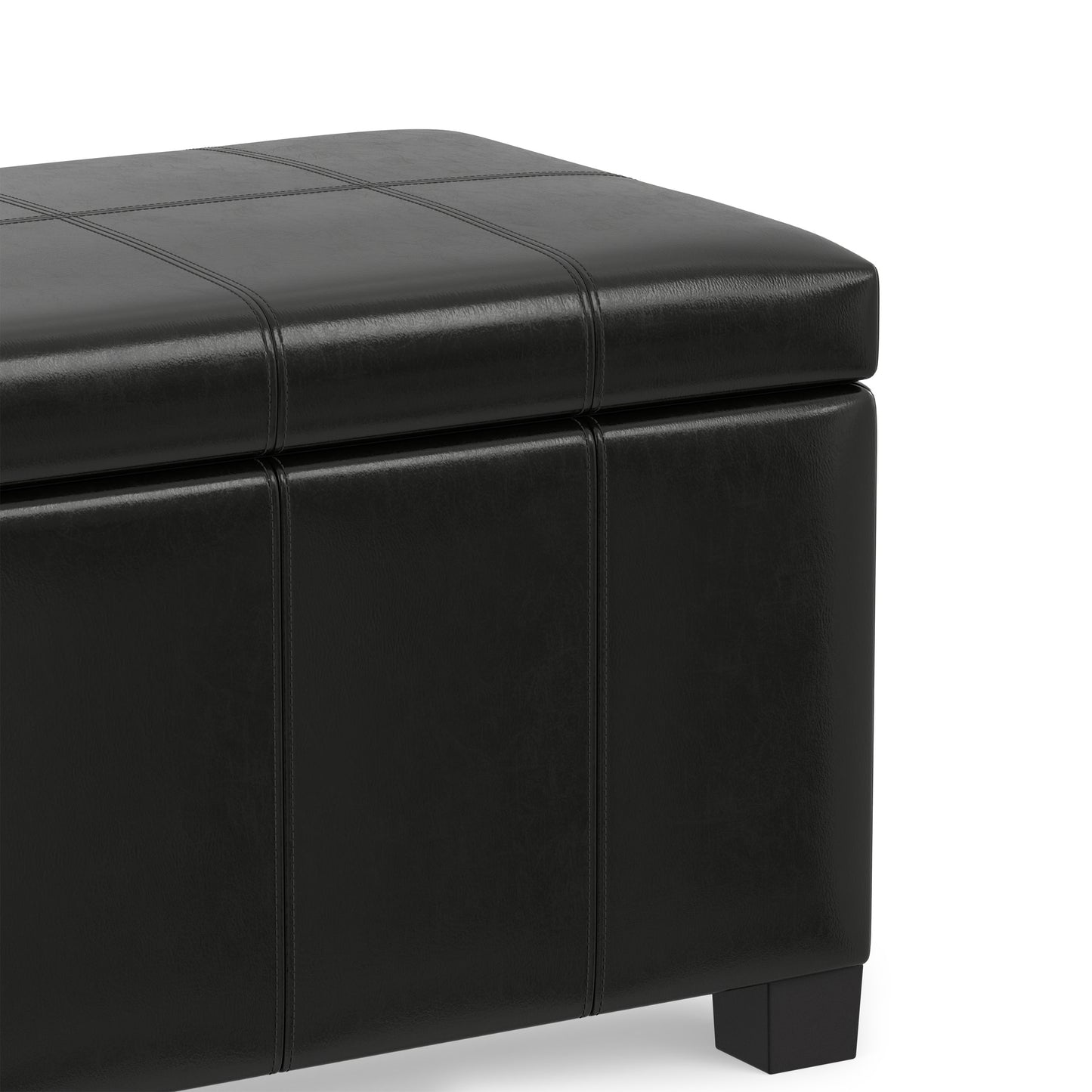 Midnight Black Vegan Leather | Dover Storage Ottoman in Vegan Leather