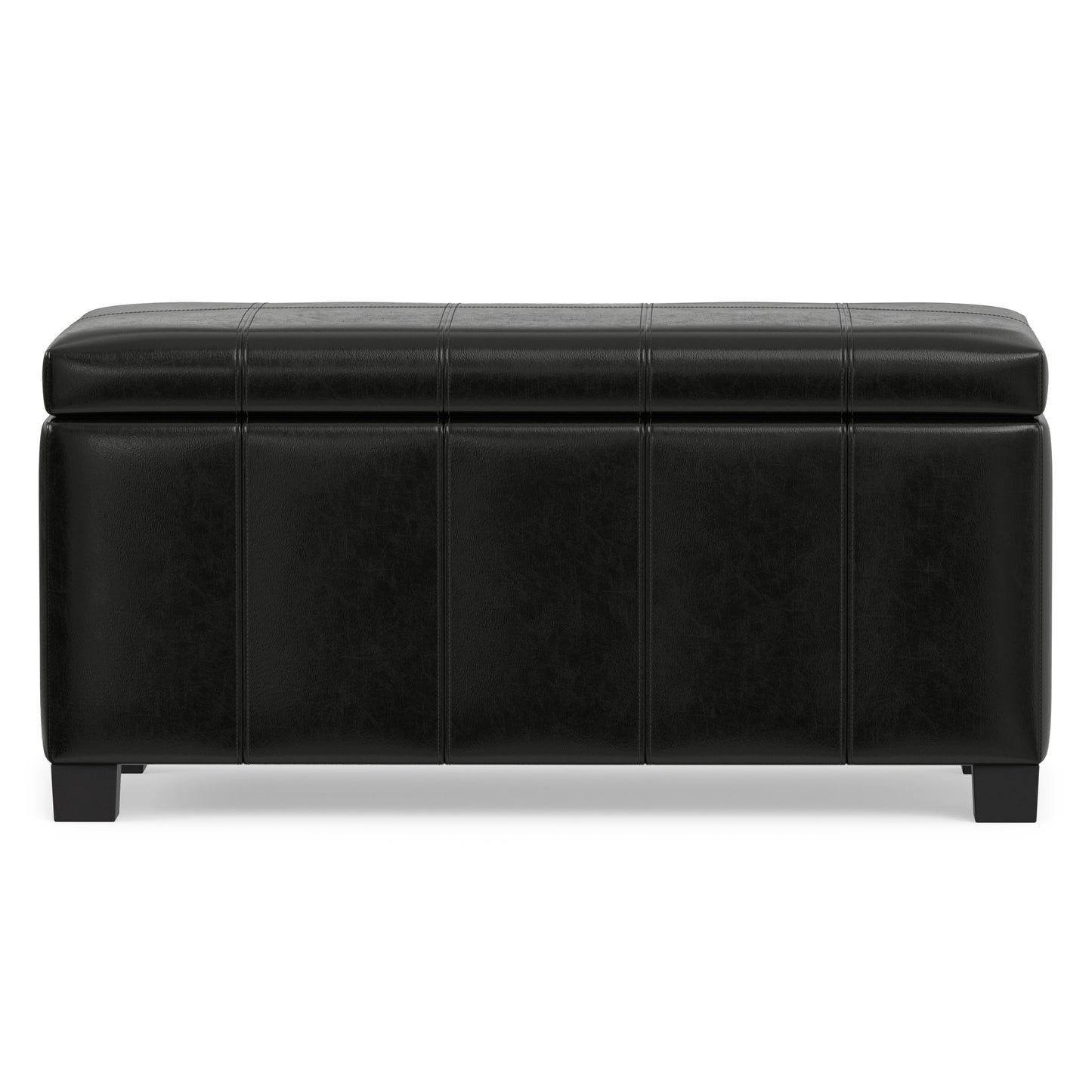 Midnight Black Vegan Leather | Dover Storage Ottoman in Vegan Leather
