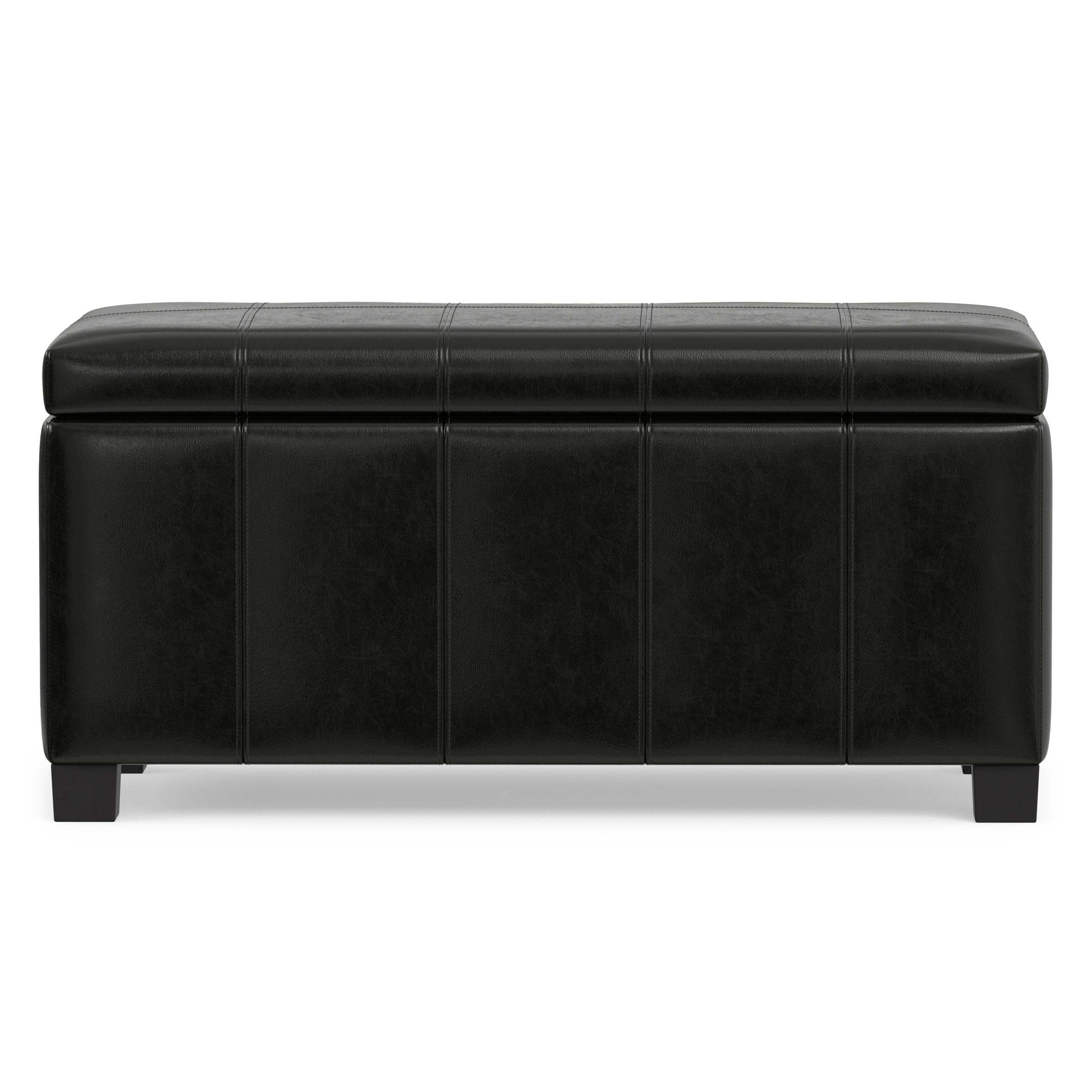 Midnight Black Vegan Leather | Dover Storage Ottoman in Vegan Leather