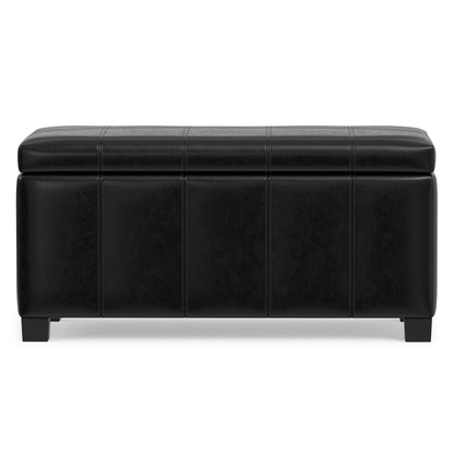 Midnight Black Vegan Leather | Dover Storage Ottoman in Vegan Leather