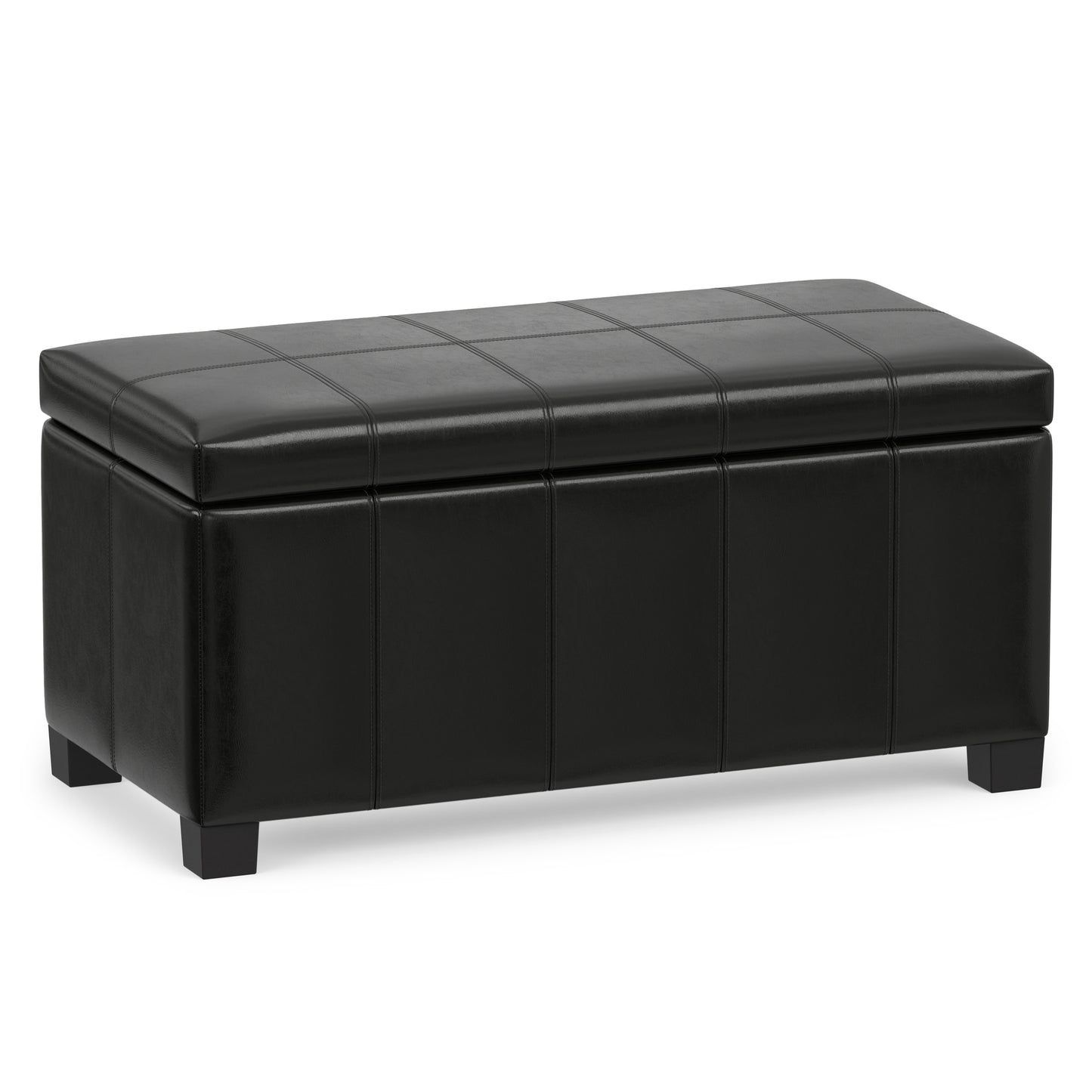 Midnight Black Vegan Leather | Dover Storage Ottoman in Vegan Leather