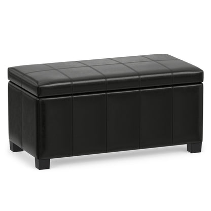 Midnight Black Vegan Leather | Dover Storage Ottoman in Vegan Leather