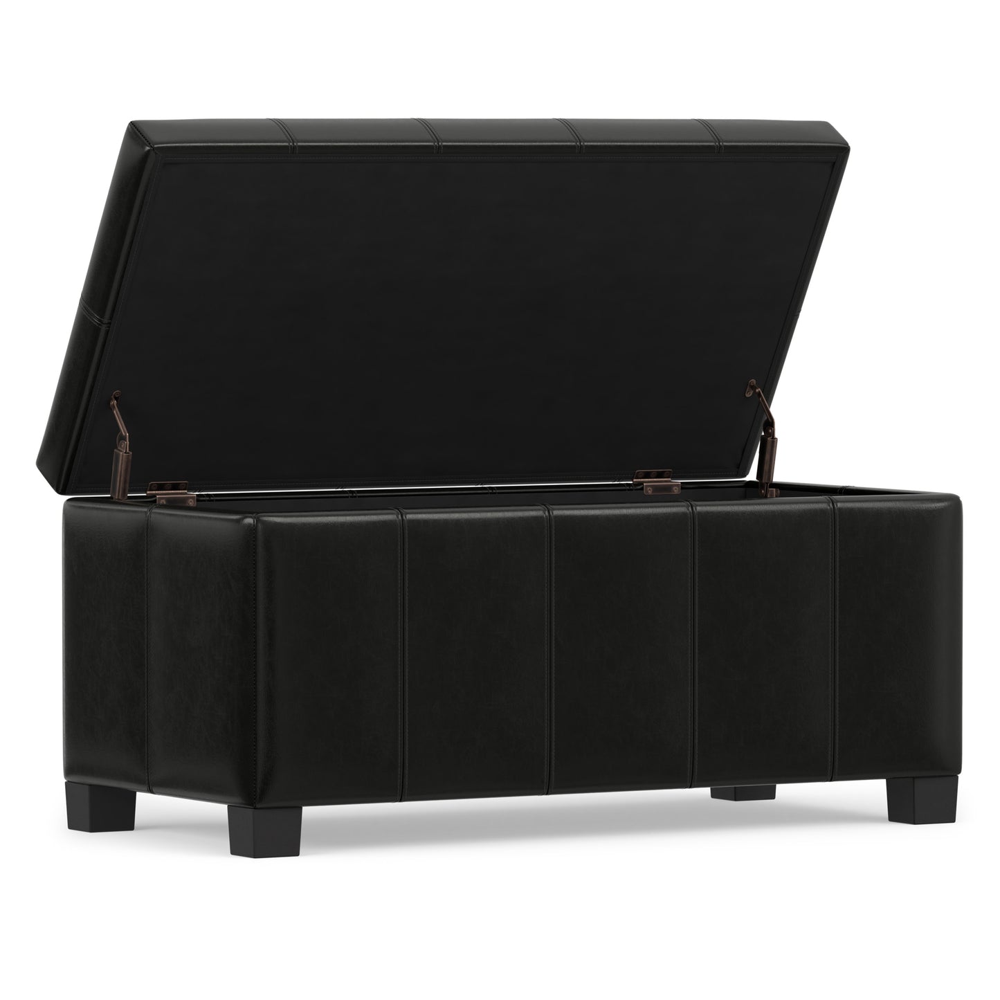 Midnight Black Vegan Leather | Dover Storage Ottoman in Vegan Leather