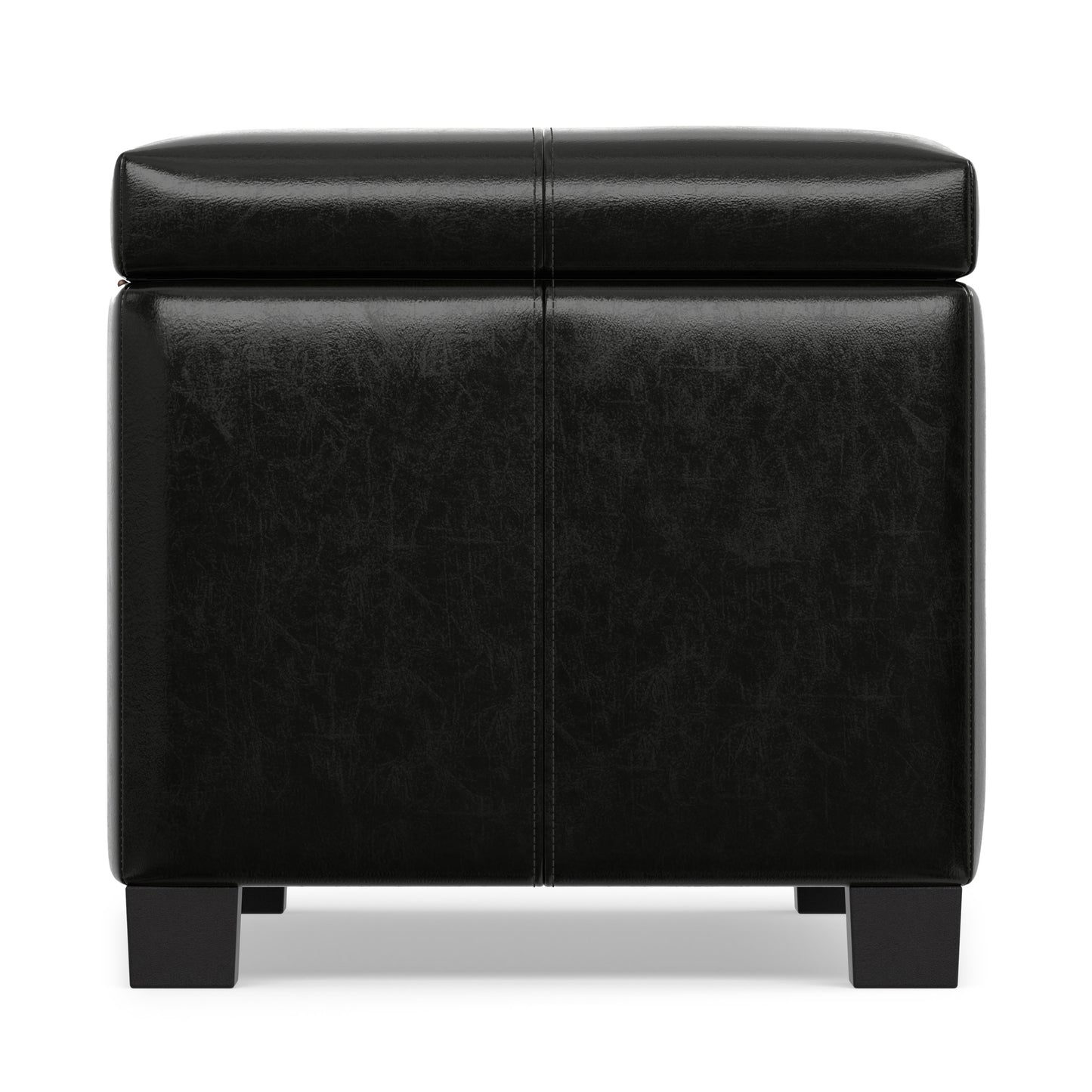 Midnight Black Vegan Leather | Dover Storage Ottoman in Vegan Leather