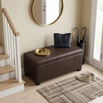 Chocolate Brown Vegan Leather | Dover Storage Ottoman in Vegan Leather