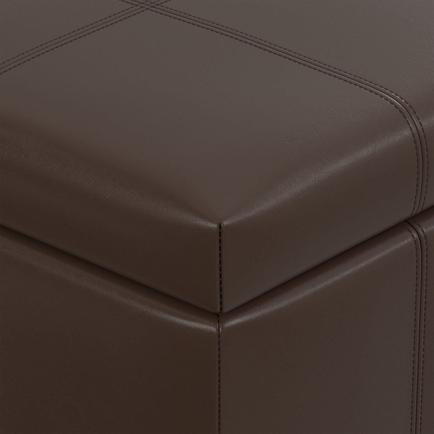 Chocolate Brown Vegan Leather | Dover Storage Ottoman in Vegan Leather