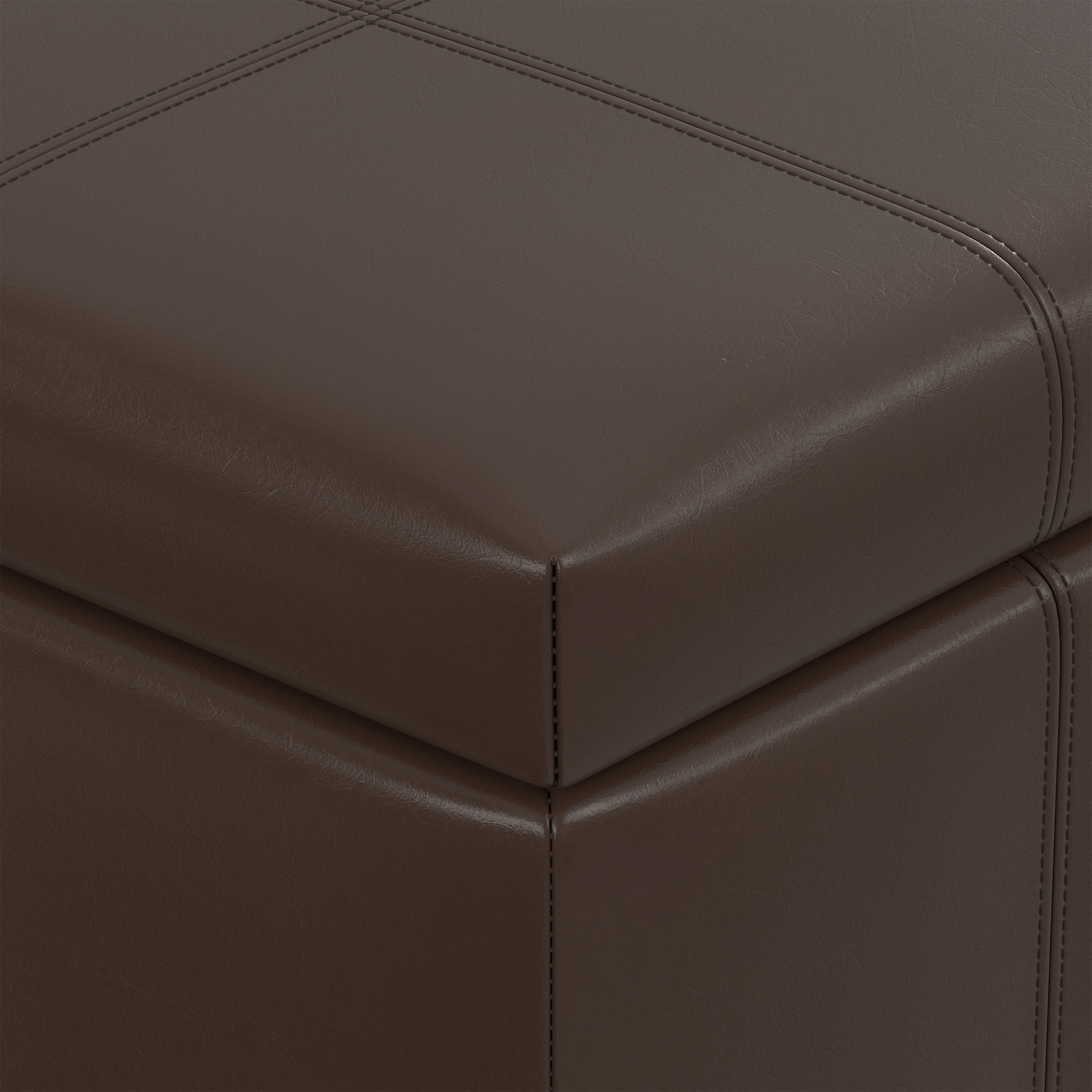 Chocolate Brown Vegan Leather | Dover Storage Ottoman in Vegan Leather
